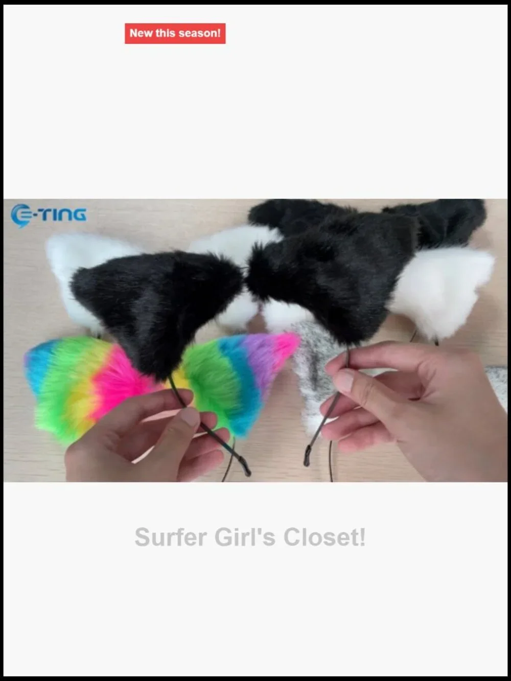 Cat Ear Headband Costume Cosplay Faux Fur Halloween Party Accessory